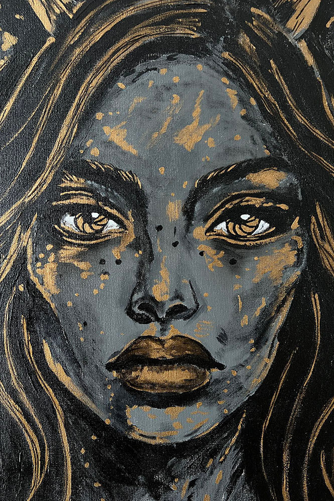 Widok boczny płótna na sztaludze - Herstoria #1